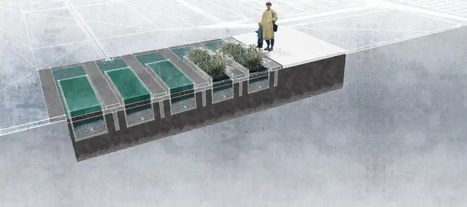 景观剖面图|植物池剖面psd素材1