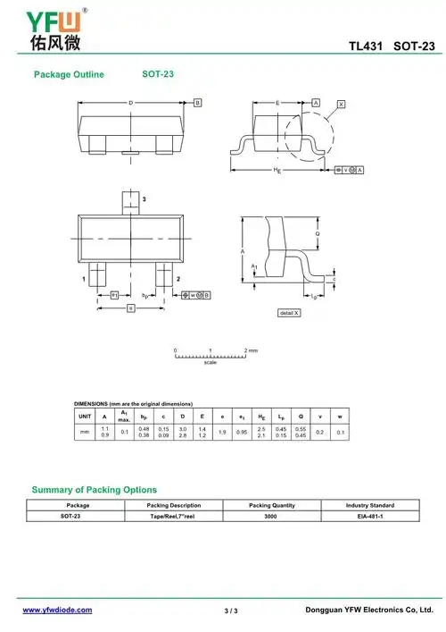 贴片稳压三极管tl431封装 sot-23印字431 yfw/佑风微品牌