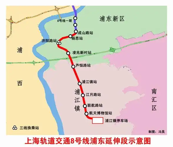 上海轨道交通8号线浦东延伸段示意图