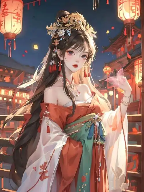 一系列动漫红色古风 美女