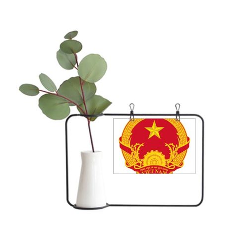越南亚洲国徽金属相框陶瓷花瓶装饰
