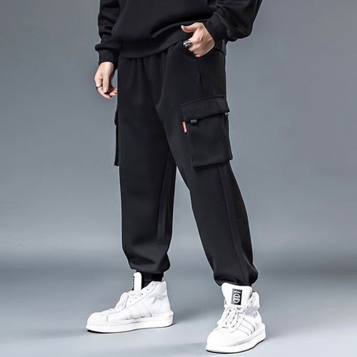 鞋马丁裤男大码工装裤男秋冬季胖子宽松加肥男士多口袋加绒运动休闲潮