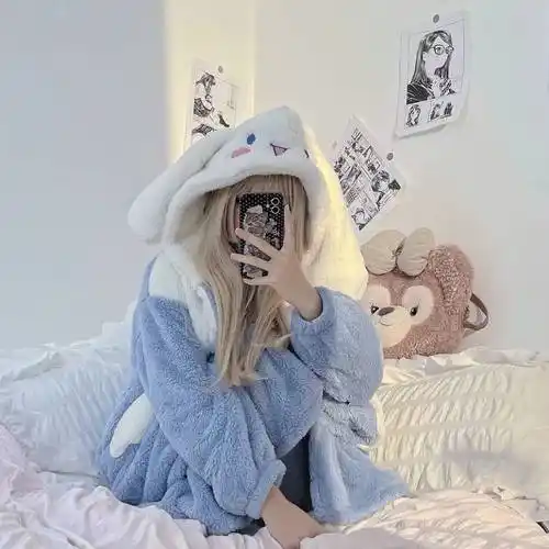 珊瑚绒睡衣女秋冬季日系软妹可爱玉桂狗睡袍家居服可外穿长裤套装