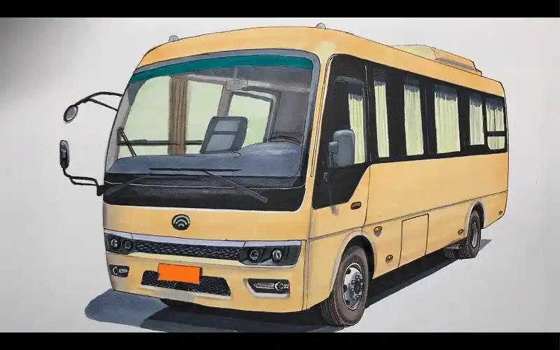 手绘宇通客车中巴车,喜欢吗