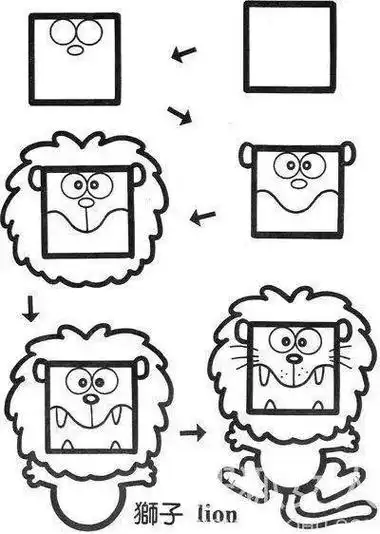 各种几何形状简笔画动物