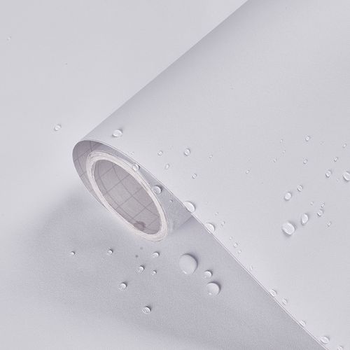 纯白色壁纸自粘卧室客厅背景墙面装饰家用大学生宿舍桌柜翻新贴纸