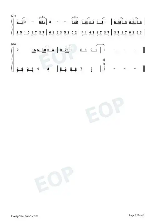 特别的人-c调简单版双手简谱预览2-钢琴谱文件(五线谱,双手简谱,数字