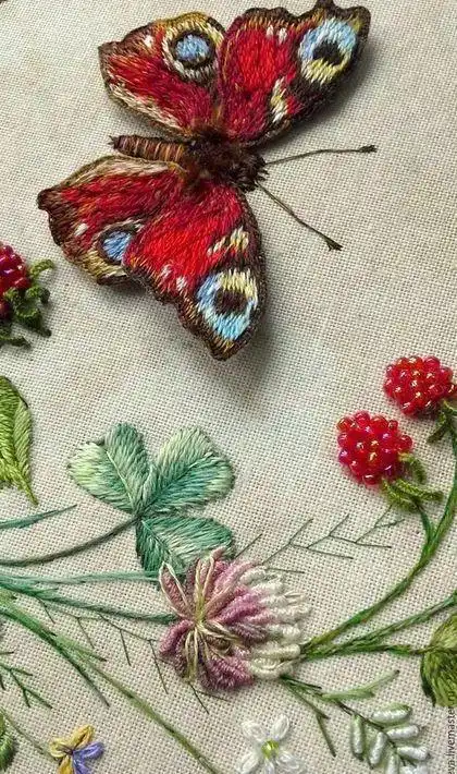 23款美丽蝴蝶刺绣,只要学会三种针法,就可绣出!附图解教程