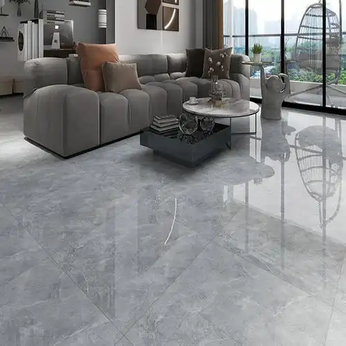 广东佛山瓷砖800x800大理石客厅地砖亮光灰色客厅地面耐磨防滑