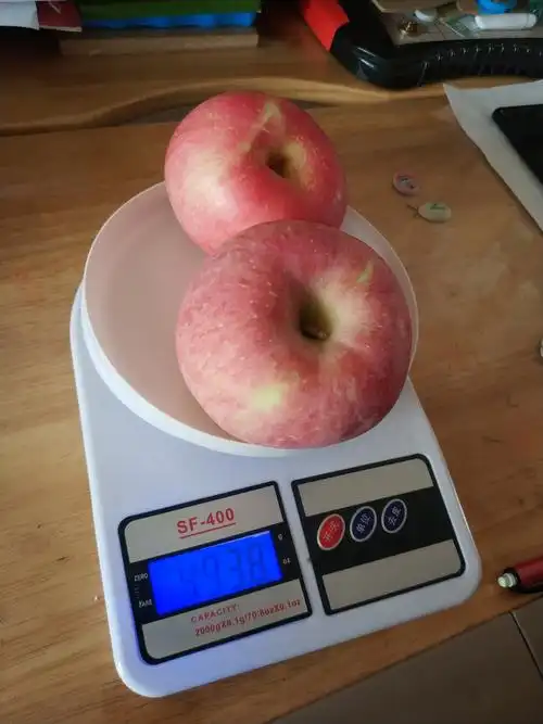再来看看我最爱的大苹果,放两个称称,接近500克哦!