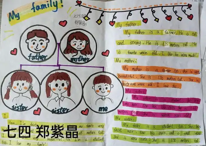 《i love my family》三四班my family手抄报一等奖作品展明朝赤子报