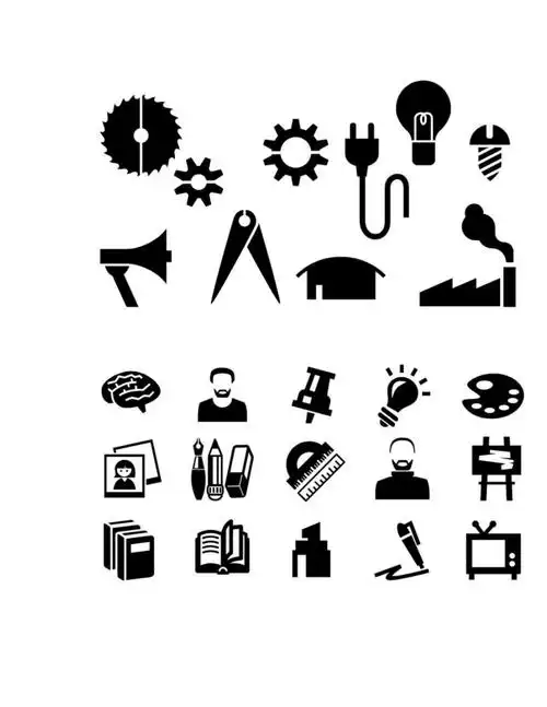 生活 学习 工作 试验 单色扁平化ppt图标剪贴画素材