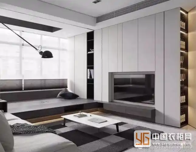 梵帝尼全屋定制储物柜式的电视背景墙图片