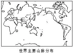 读"世界主要山脉分布图",回答.