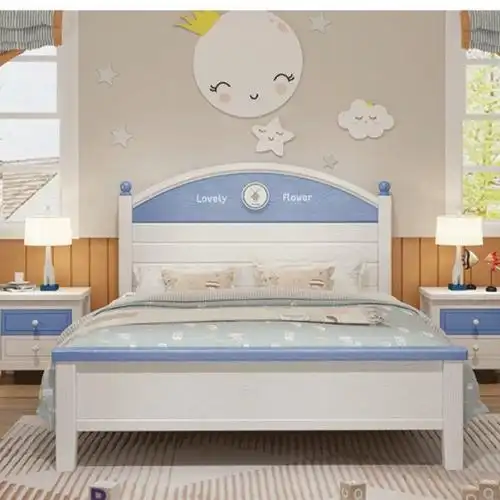 儿童床女孩公主床实木135m简约15米青少年大童床粉色12米储物