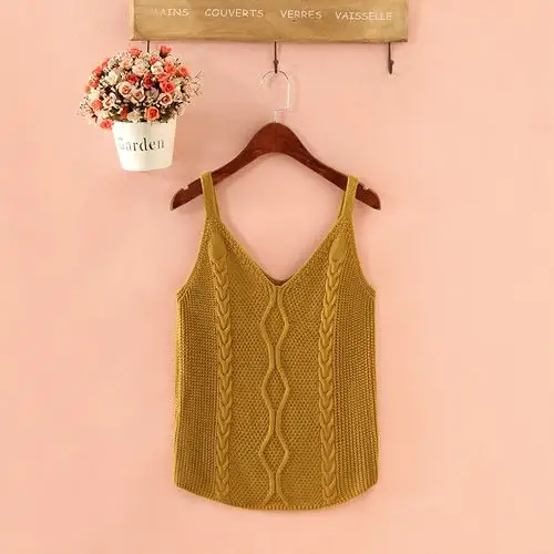 毛衣吊带针织背心秋冬外搭短款毛线坎肩宽松背心吊带