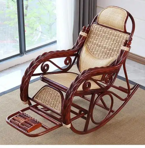 滕王摇摇椅 躺椅成人阳台午睡椅藤椅休闲实木老人椅家用逍遥椅大人