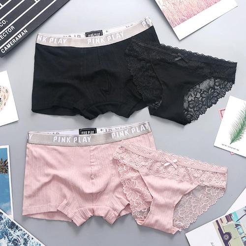 情侣内裤 纯棉一男一女可爱创意夫妻情侣款内衣性感情调蕾丝套装