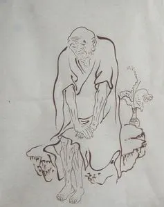 国画纯手绘六尺八开白描人物画十八罗汉佛宗教字画c6092126