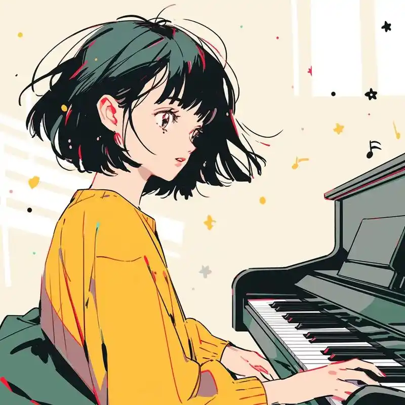 旧漫头像,弹钢琴的女孩.#优质头像 #动漫头像 #女生头像  - 抖音