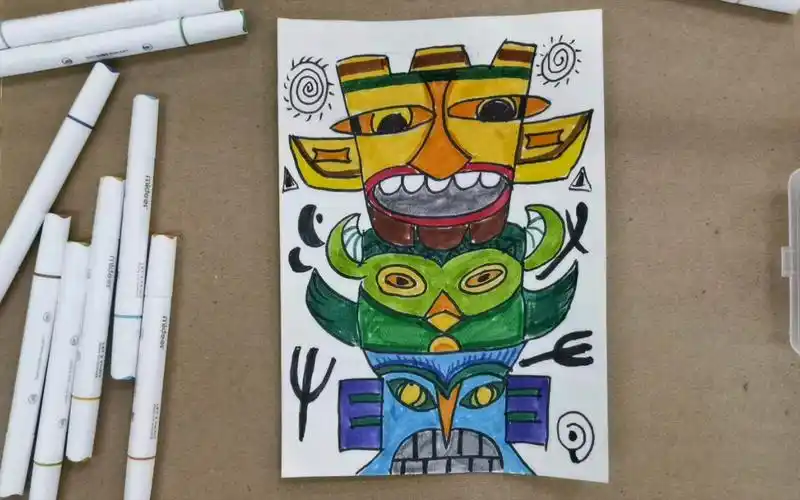 神秘的图腾柱—画起来吧!