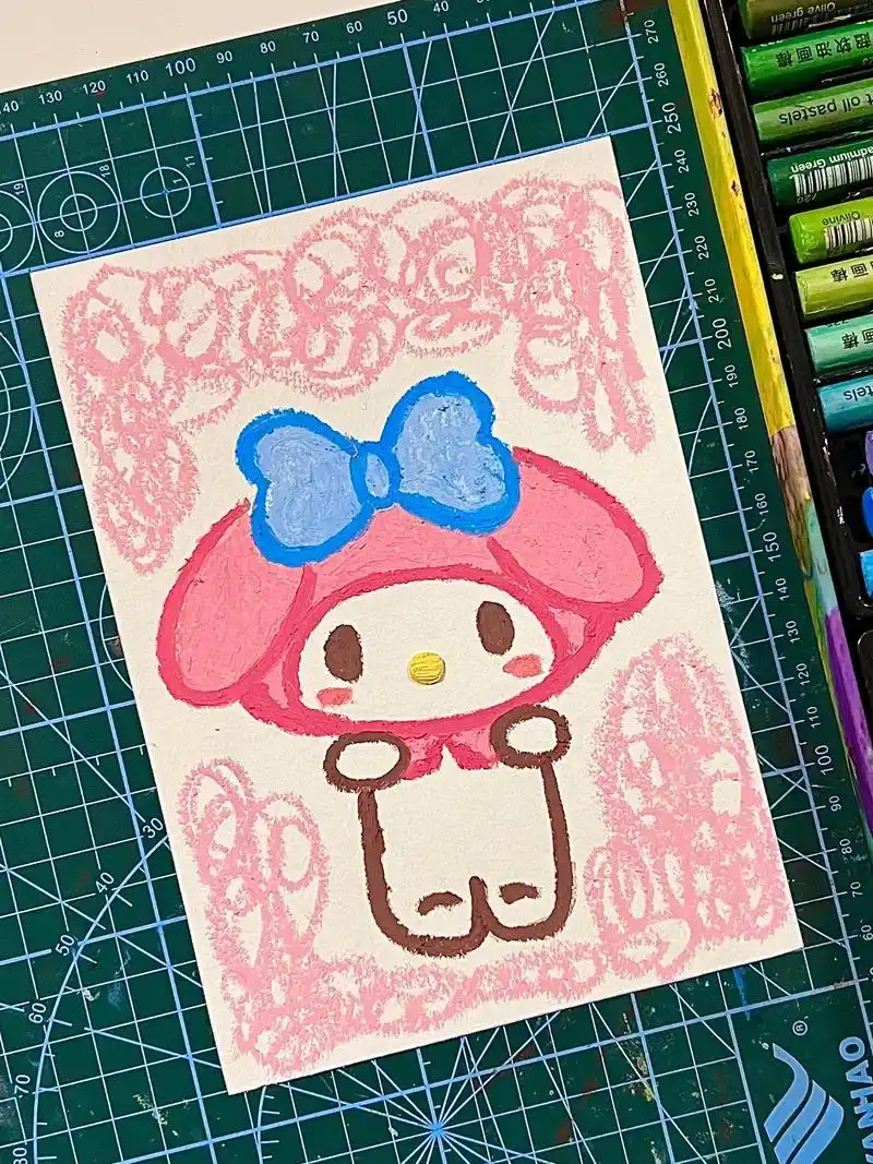 78美乐蒂78简笔画油画棒临摹手绘.