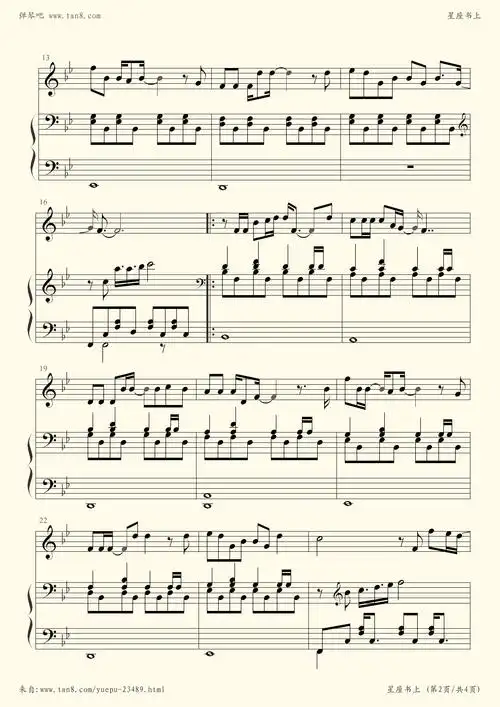 钢琴谱:星座书上(弹唱版)