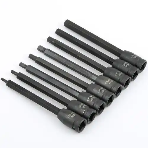 内六角套筒头套装加长旋具套筒150长电动扳手1/2寸风炮内六角批头_5折