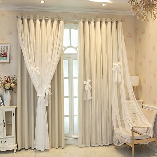 妙普乐奶油米色窗帘                      网红ins新款奶油色全遮光