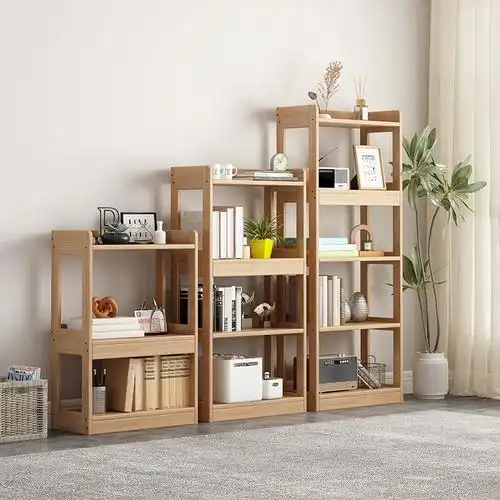 实木书柜北欧简易家用儿童书架多层组合落地置物架卧室学生收纳架