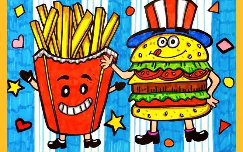 创意儿童画《薯条和汉堡》_哔哩哔哩_bilibili