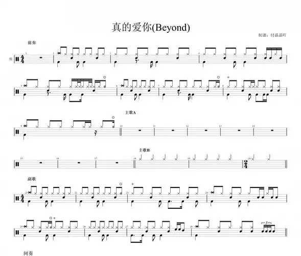 beyond乐队-真的爱你架子鼓谱 动态鼓谱