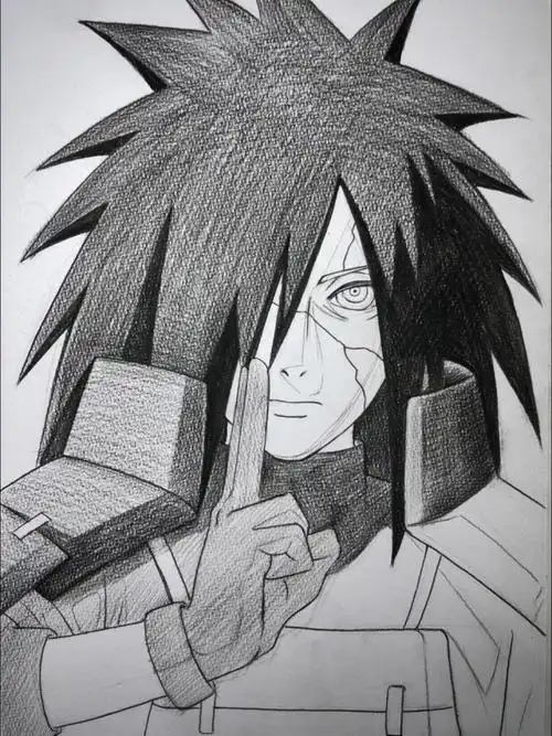 手绘火影忍者动漫人物宇智波斑绘画过程图