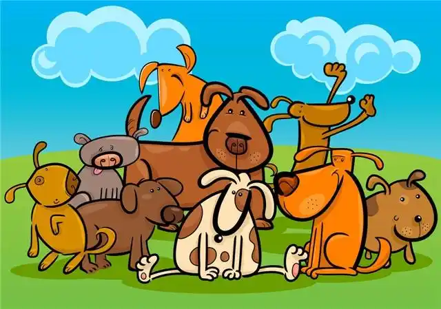 卡通,群,可爱,狗