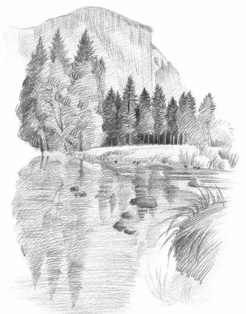 素描风景教程:远山的画法