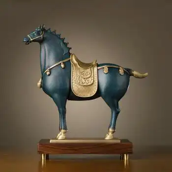 全铜马摆件皇家唐马铜工艺品中式简约现代家居客厅书房办公室装饰品