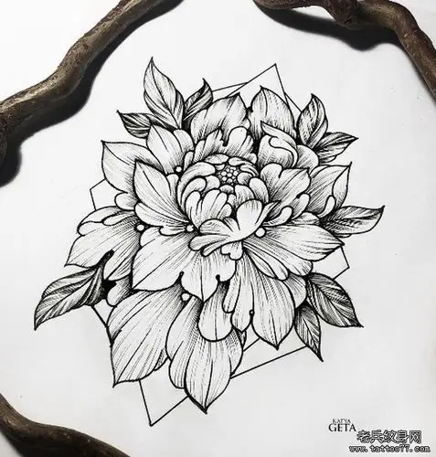 手臂植物·牡丹纹身图案