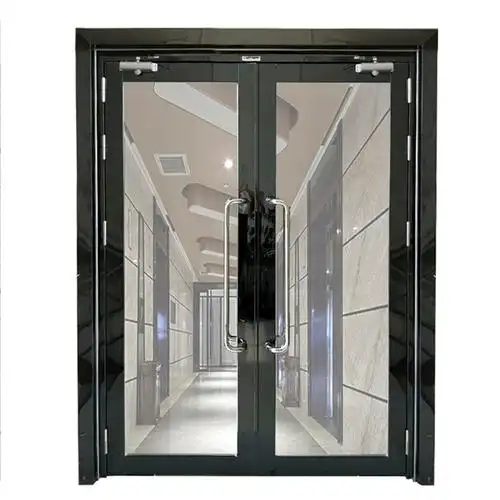 双开黑钛玻璃防火门-广东甲级乙级双开单开不锈钢玻璃防火门生产厂家
