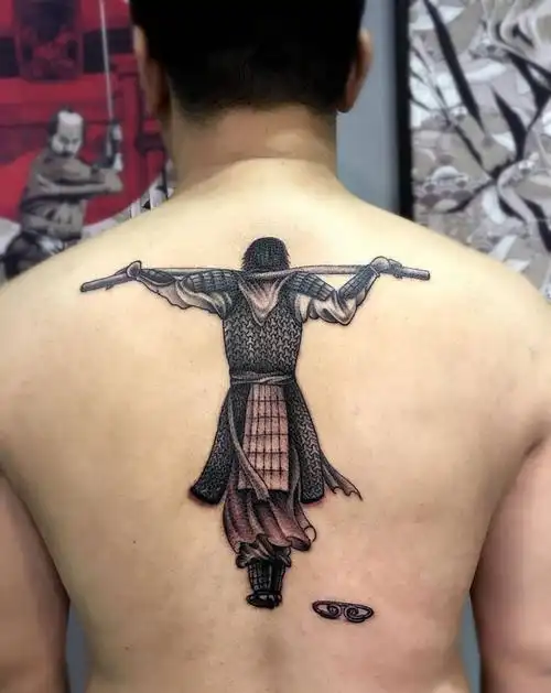 后背至尊宝纹身图片_成品插画肩部背部传统习俗写实人物宗教鬼神纹身