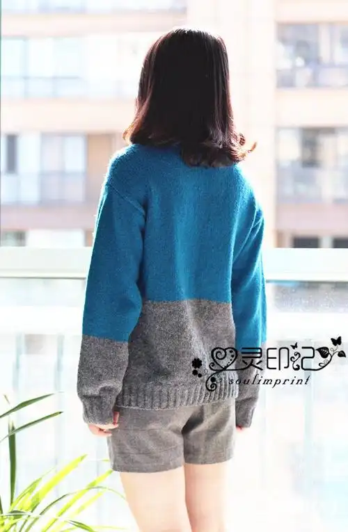 桑田 圈织羊毛圈圈线女士棒针拼色毛衣 -编织教程-编织人生