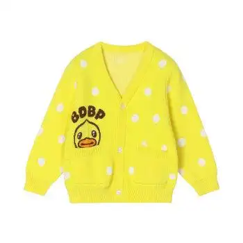 bduck小黄鸭童装女宝宝毛衣儿童秋冬洋气开衫针织衫女童纯棉上衣阳光