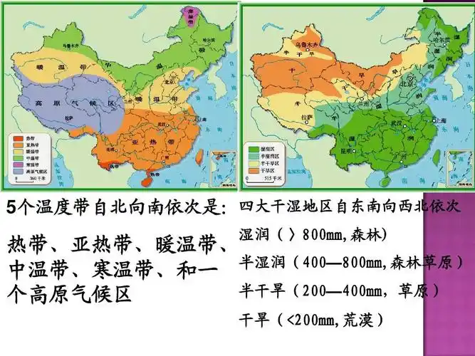 2答案ppt 5个温度带自北向南依次是:四大干湿地区自东南向西北依次