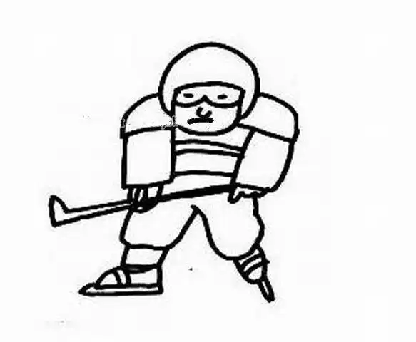 打冰球的小男孩_简笔画_ps家园网