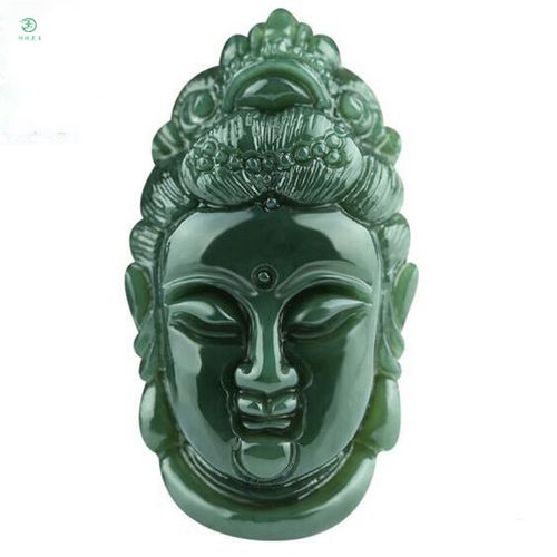 玉你结缘新颖独特天然和田青玉观音头像吊坠