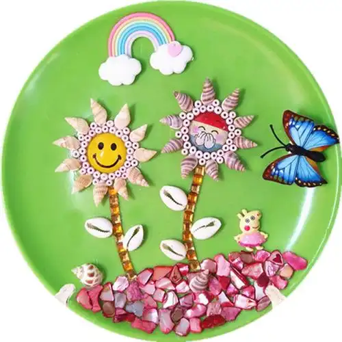 贝壳画 手工幼儿园diy海洋生物创意摆件 儿童贴画材料包制作海螺 2件