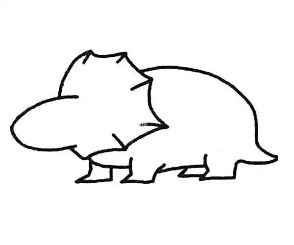 三角龙简笔画步骤图解 三角恐龙的简单画法