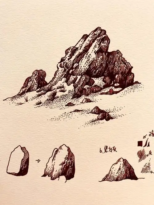 速写分享石头起型小技巧简单小步骤