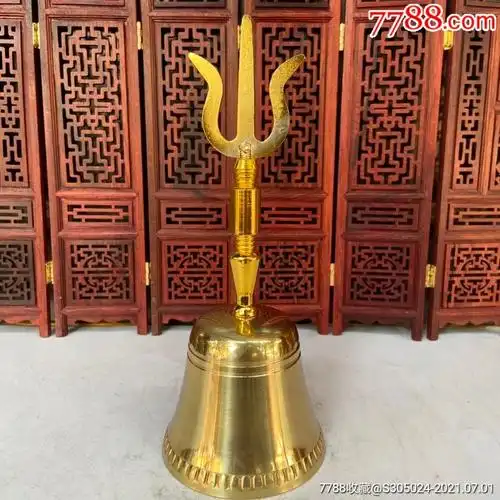 道三叉玲道教法器铜铃抛光三叉铃道教三清铃道士用品治鬼手摇铃