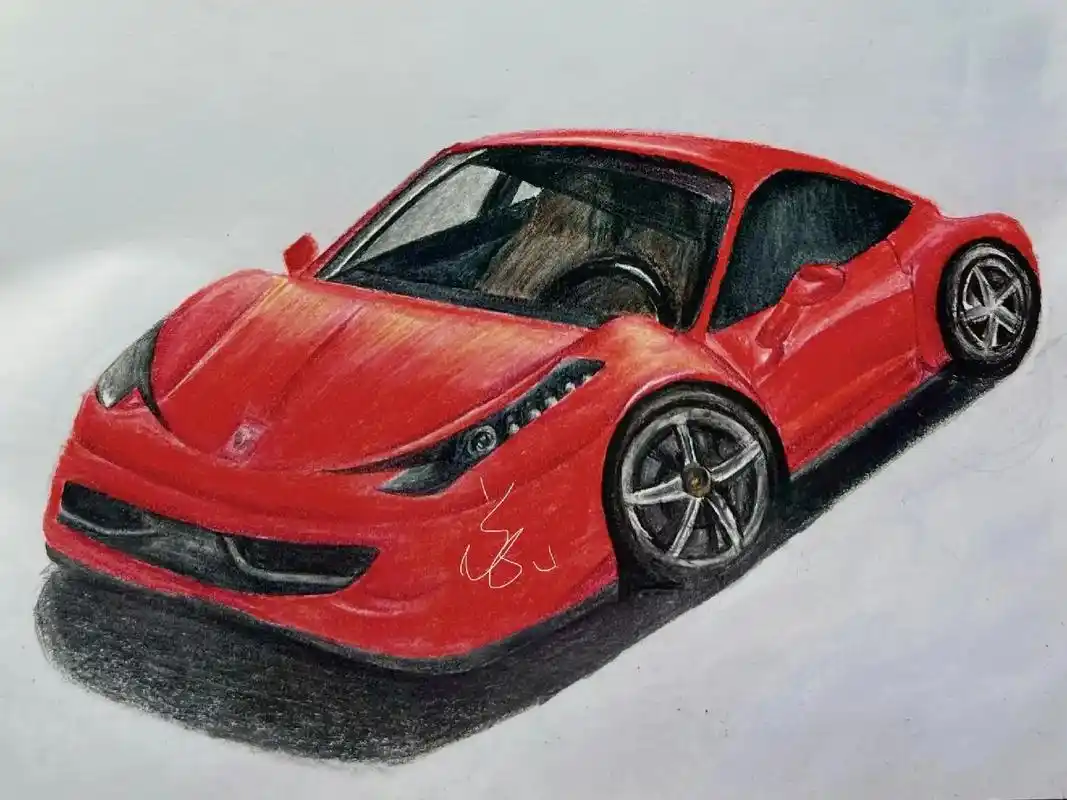 彩铅汽车教程.#跟着抖音学画画 #一学就会系列 #手画赛车  - 抖音