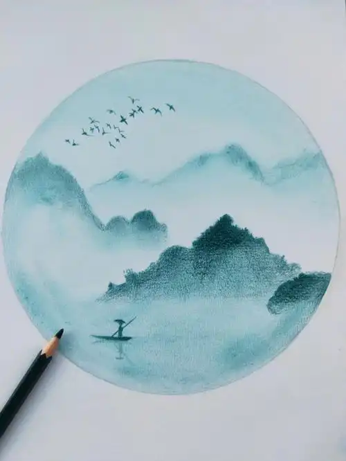 彩铅山水画